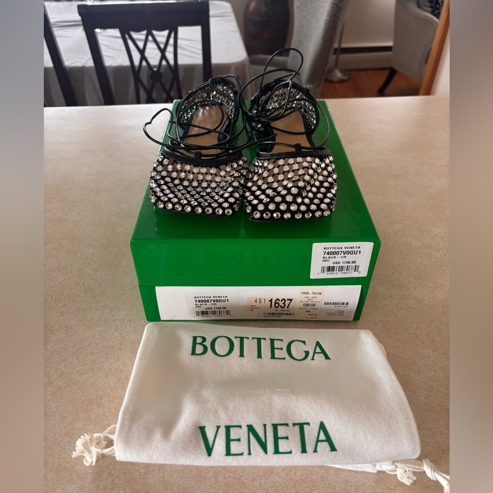 Bottega Veneta Black Crystal Embellished Shoes
